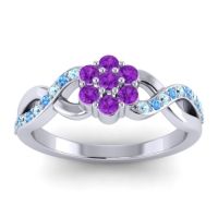 Amethyst Fashion Ring In 18k White Gold With Aquamarine And Swiss Blue Topaz – Parisar Simple Ring