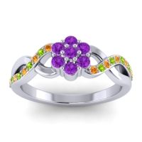 Amethyst Fashion Ring In 18k White Gold With Citrine And Peridot – Parisar Simple Ring