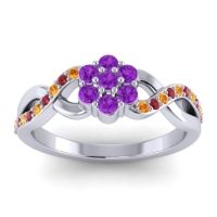 Amethyst Fashion Ring In 18k White Gold With Citrine And Ruby – Parisar Simple Ring