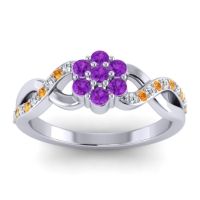 Amethyst Fashion Ring In 18k White Gold With Lab Diamond And Citrine – Parisar Simple Ring