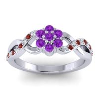 Amethyst Fashion Ring In 18k White Gold With Lab Diamond And Garnet – Parisar Simple Ring