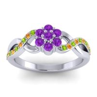 Amethyst Fashion Ring In 18k White Gold With Peridot And Citrine – Parisar Simple Ring
