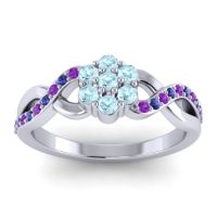 Aquamarine Fashion Ring In 18k White Gold With Amethyst And Blue Sapphire – Parisar Simple Ring