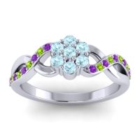 Aquamarine Fashion Ring In 18k White Gold With Amethyst And Peridot – Parisar Simple Ring