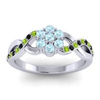 Aquamarine Fashion Ring In 18k White Gold With Peridot And Black Onyx – Parisar Simple Ring