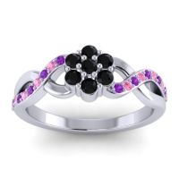 Black Onyx Fashion Ring In 18k White Gold With Amethyst And Pink Tourmaline – Parisar Simple Ring