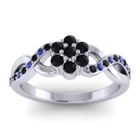 Black Onyx Fashion Ring In 18k White Gold With Blue Sapphire – Parisar Simple Ring