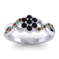 Black Onyx Fashion Ring In 18k White Gold With Garnet And Emerald – Parisar Simple Ring