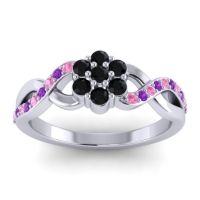 Black Onyx Fashion Ring In 18k White Gold With Pink Tourmaline And Amethyst – Parisar Simple Ring