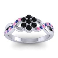 Black Onyx Fashion Ring In 18k White Gold With Pink Tourmaline And Blue Sapphire – Parisar Simple Ring