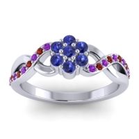 Blue Sapphire Fashion Ring In 14k White Gold With Amethyst And Garnet – Parisar Simple Ring