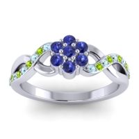 Blue Sapphire Fashion Ring In 14k White Gold With Aquamarine And Peridot – Parisar Simple Ring