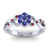 Blue Sapphire Fashion Ring In 14k White Gold With Garnet And Aquamarine – Parisar Simple Ring