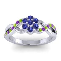 Blue Sapphire Fashion Ring In 14k White Gold With Peridot And Amethyst – Parisar Simple Ring