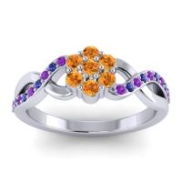 Citrine Fashion Ring In 18k White Gold With Amethyst And Blue Sapphire – Parisar Simple Ring