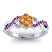 Citrine Fashion Ring In 18k White Gold With Amethyst And Ruby – Parisar Simple Ring