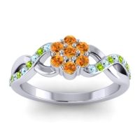 Citrine Fashion Ring In 18k White Gold With Aquamarine And Peridot – Parisar Simple Ring