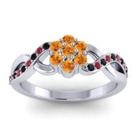 Citrine Fashion Ring In 18k White Gold With Black Onyx And Ruby – Parisar Simple Ring