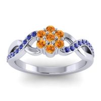 Citrine Fashion Ring In 18k White Gold With Blue Sapphire – Parisar Simple Ring