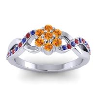Citrine Fashion Ring In 18k White Gold With Blue Sapphire And Ruby – Parisar Simple Ring