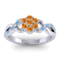 Citrine Fashion Ring In 18k White Gold With Lab Diamond And Swiss Blue Topaz – Parisar Simple Ring