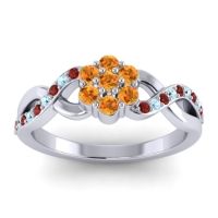 Citrine Fashion Ring In 18k White Gold With Garnet And Aquamarine – Parisar Simple Ring