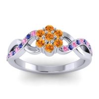 Citrine Fashion Ring In 18k White Gold With Pink Tourmaline And Blue Sapphire – Parisar Simple Ring