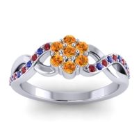 Citrine Fashion Ring In 18k White Gold With Ruby And Blue Sapphire – Parisar Simple Ring