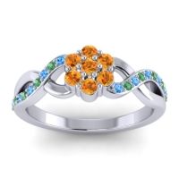Citrine Fashion Ring In 18k White Gold With Swiss Blue Topaz And Emerald – Parisar Simple Ring