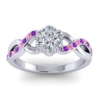 Lab Diamond Fashion Ring In 14k White Gold With Amethyst And Pink Tourmaline – Parisar Simple Ring