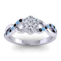 Diamond Fashion Ring In 14k White Gold With Black Onyx And Swiss Blue Topaz – Parisar Simple Ring