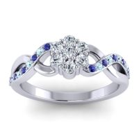 Lab Diamond Fashion Ring In 14k White Gold With Blue Sapphire And Aquamarine – Parisar Simple Ring