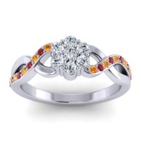 Lab Diamond Fashion Ring In 14k White Gold With Citrine And Ruby – Parisar Simple Ring
