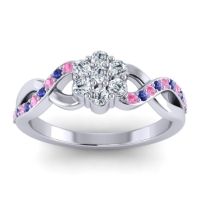 Lab Diamond Fashion Ring In 14k White Gold With Pink Tourmaline And Blue Sapphire – Parisar Simple Ring