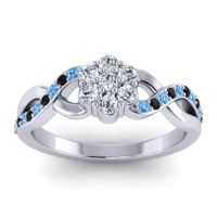 Diamond Fashion Ring In 14k White Gold With Swiss Blue Topaz And Black Onyx – Parisar Simple Ring