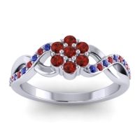 Garnet Fashion Ring In 18k White Gold With Blue Sapphire And Ruby – Parisar Simple Ring