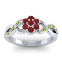 Garnet Fashion Ring In 18k White Gold With Lab Diamond And Peridot – Parisar Simple Ring