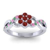 Garnet Fashion Ring In 18k White Gold With Pink Tourmaline And Emerald – Parisar Simple Ring
