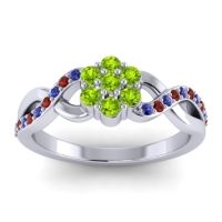 Peridot Fashion Ring In 18k White Gold With Blue Sapphire And Garnet – Parisar Simple Ring