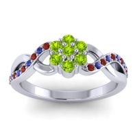 Peridot Fashion Ring In 18k White Gold With Garnet And Blue Sapphire – Parisar Simple Ring