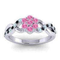 Pink Tourmaline Fashion Ring In 18k White Gold With Aquamarine And Black Onyx – Parisar Simple Ring