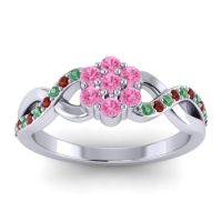 Pink Tourmaline Fashion Ring In 14k White Gold With Emerald And Garnet – Parisar Simple Ring