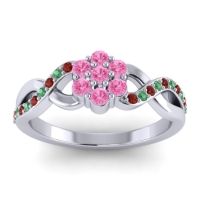 Pink Tourmaline Fashion Ring In 14k White Gold With Garnet And Emerald – Parisar Simple Ring