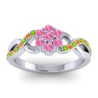 Pink Tourmaline Fashion Ring In 18k White Gold With Peridot And Citrine – Parisar Simple Ring