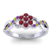Ruby Fashion Ring In 14k White Gold With Amethyst And Peridot – Parisar Simple Ring