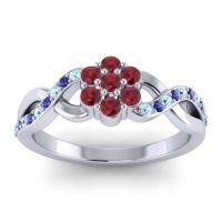 Ruby Fashion Ring In 14k White Gold With Aquamarine And Blue Sapphire – Parisar Simple Ring