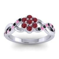 Ruby Fashion Ring In 14k White Gold With Black Onyx And Pink Tourmaline – Parisar Simple Ring