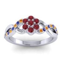 Ruby Fashion Ring In 14k White Gold With Citrine And Blue Sapphire – Parisar Simple Ring