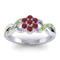 Ruby Fashion Ring In 14k White Gold With Lab Diamond And Peridot – Parisar Simple Ring