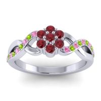 Ruby Fashion Ring In 14k White Gold With Pink Tourmaline And Peridot – Parisar Simple Ring